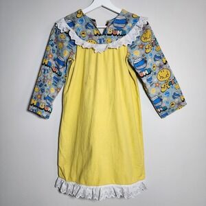 Vintage Mr Men Dress Handmade Girls Size 8-10 Years 1980s *Pilling‎ Stain READ